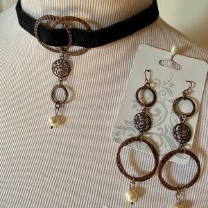 Goth Antique Suede Choker Set